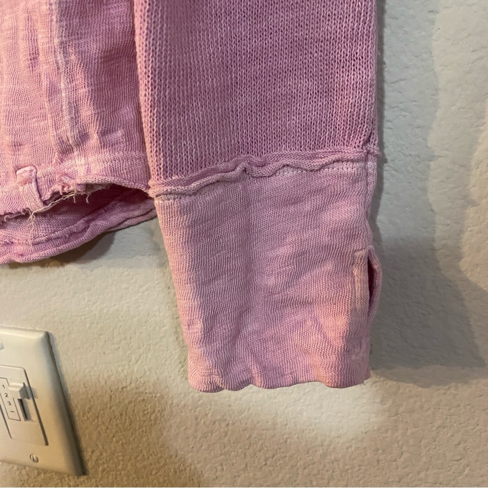 Free People Henley Top Phoebe Medium Pink Thumb Holes Knit - Picture 7 of 8